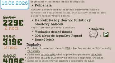 Letné dobrodružstvo čaká v Tatrách (16.06. - 30.09.2026) FIRST MINUTE